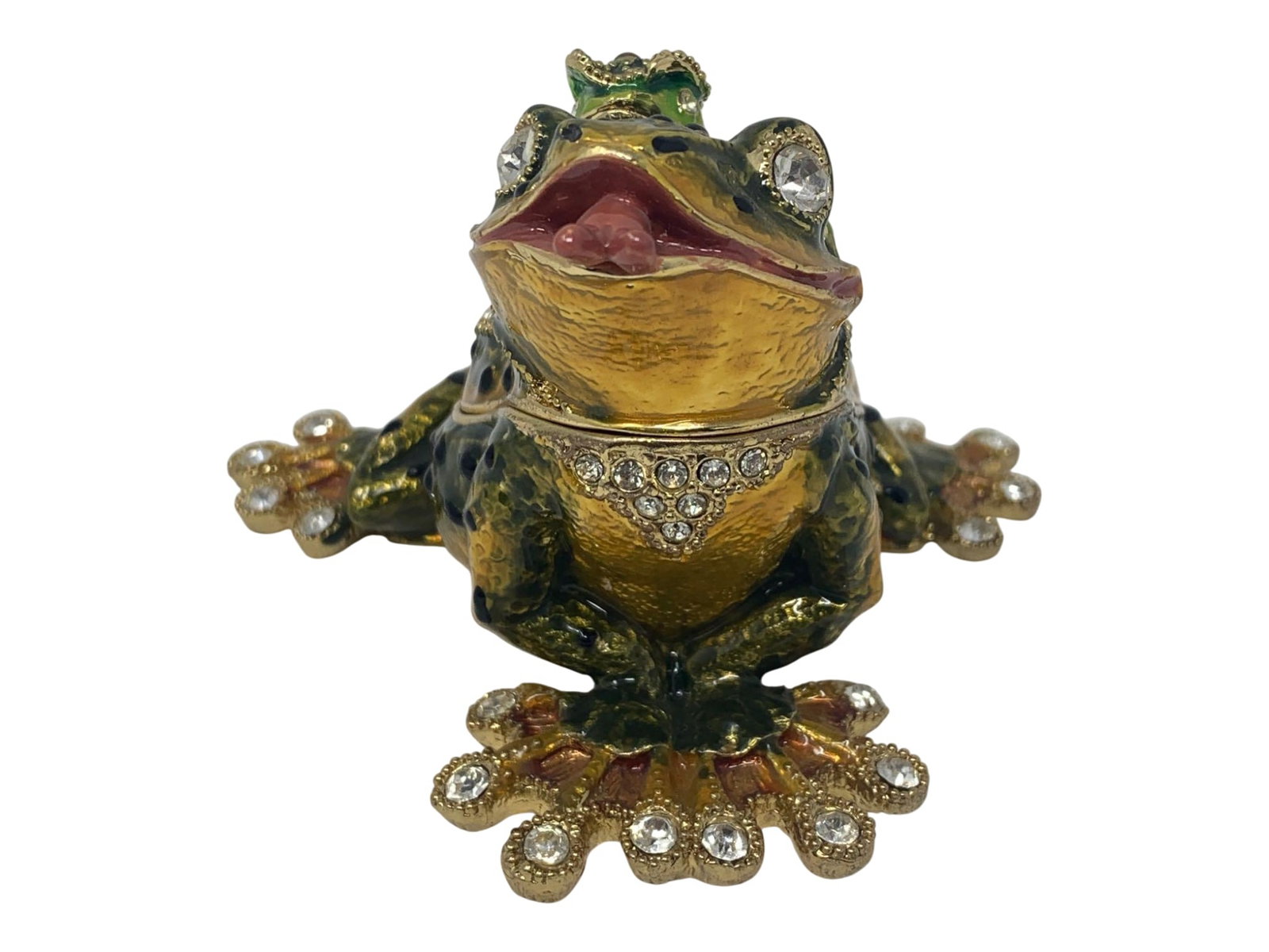 Kiss Me Frog Enamel Jewelry Box, Hand Painted - 3