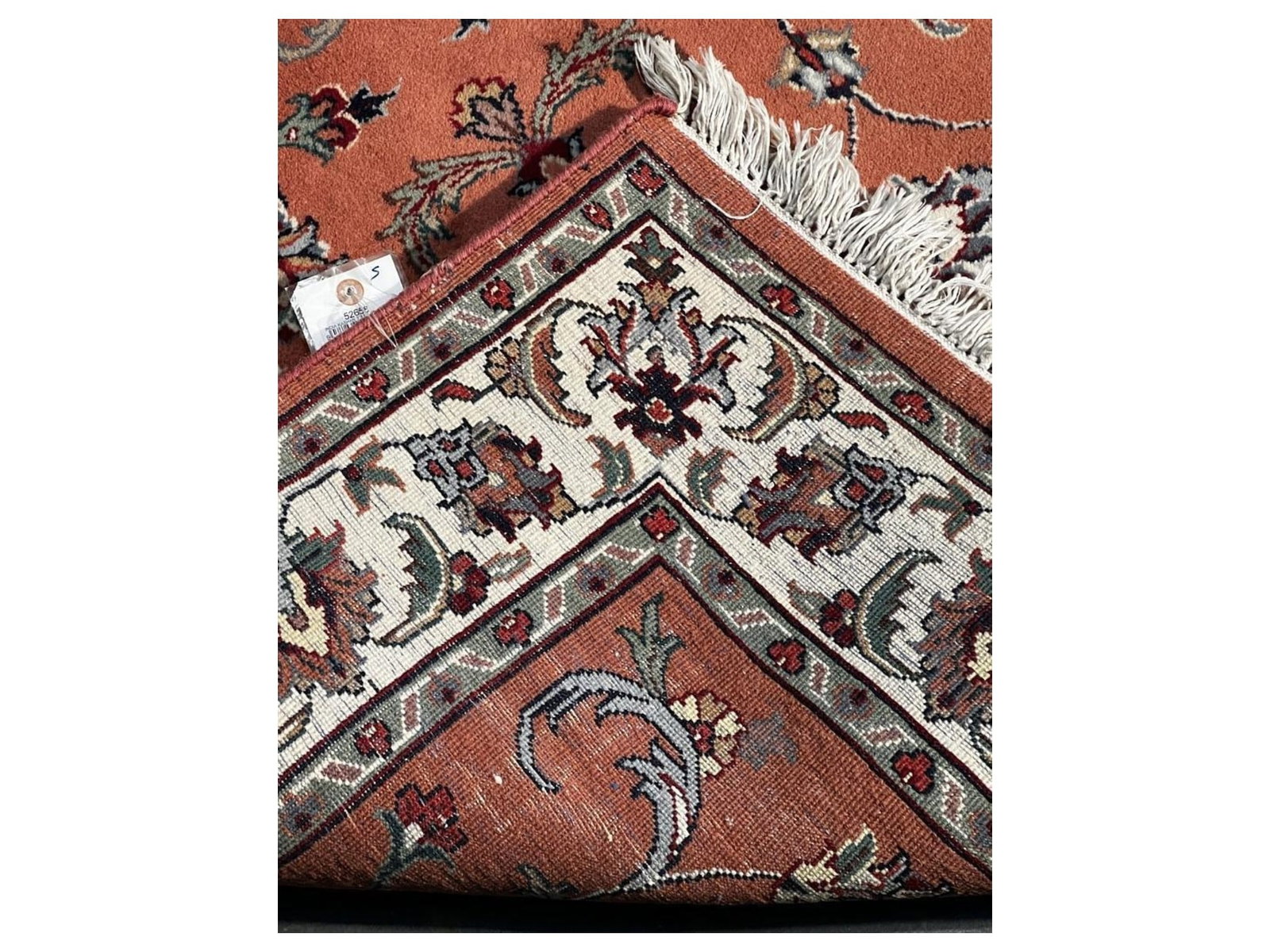 $1,580 - Rust Ground Floral Rug, Kashan Design, Hand-Knotted Wool, 3'11" x 5'9" - 2