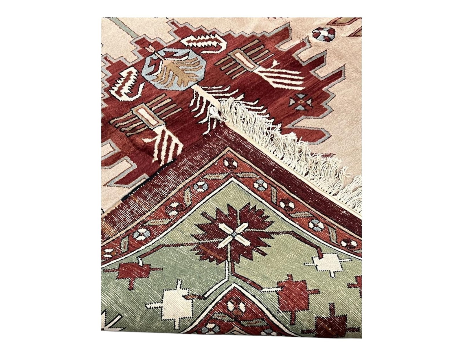 $5,425 - Sand Ground Geometric Carpet, Geometric Medallion Design, Hand-Knotted Wool, 8'10" x 12'0" - 3