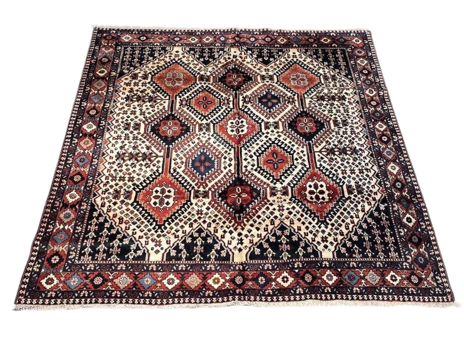 $3,940 - Stepped Diamond Persian Yalameh Rug, Hand-Knotted Wool, 6'5" x 6'11" - 4