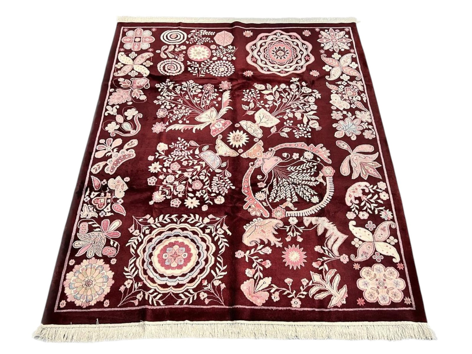 $4,180 - Suzani-Style Sampler Carpet with Butterfly Motifs, Hand-Knotted Wool, 8'2" x 10'0" - 4