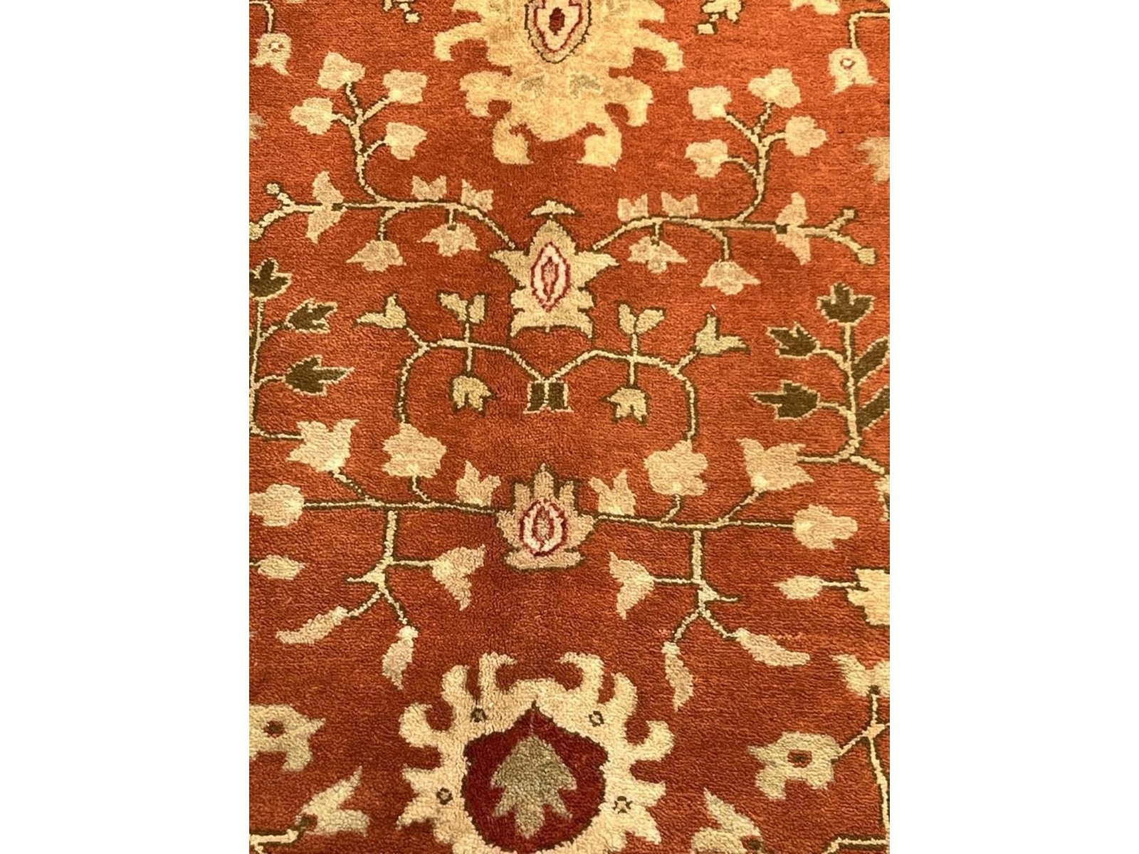 $5,590 - Terracotta Palmette Carpet, Jaipur Design, Hand-Knotted Wool, 8'11" x 12'3" - 2