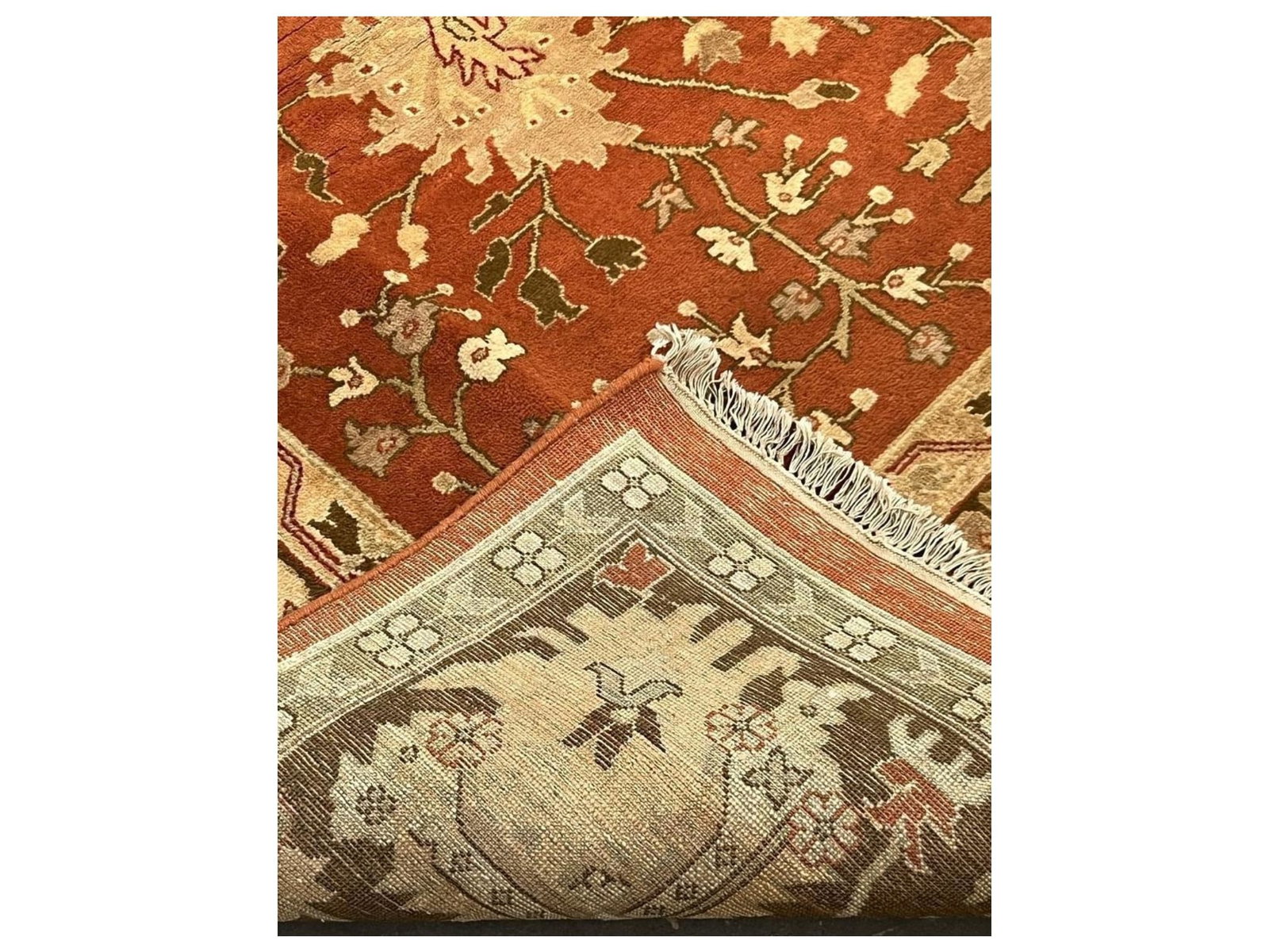 $5,590 - Terracotta Palmette Carpet, Jaipur Design, Hand-Knotted Wool, 8'11" x 12'3" - 3