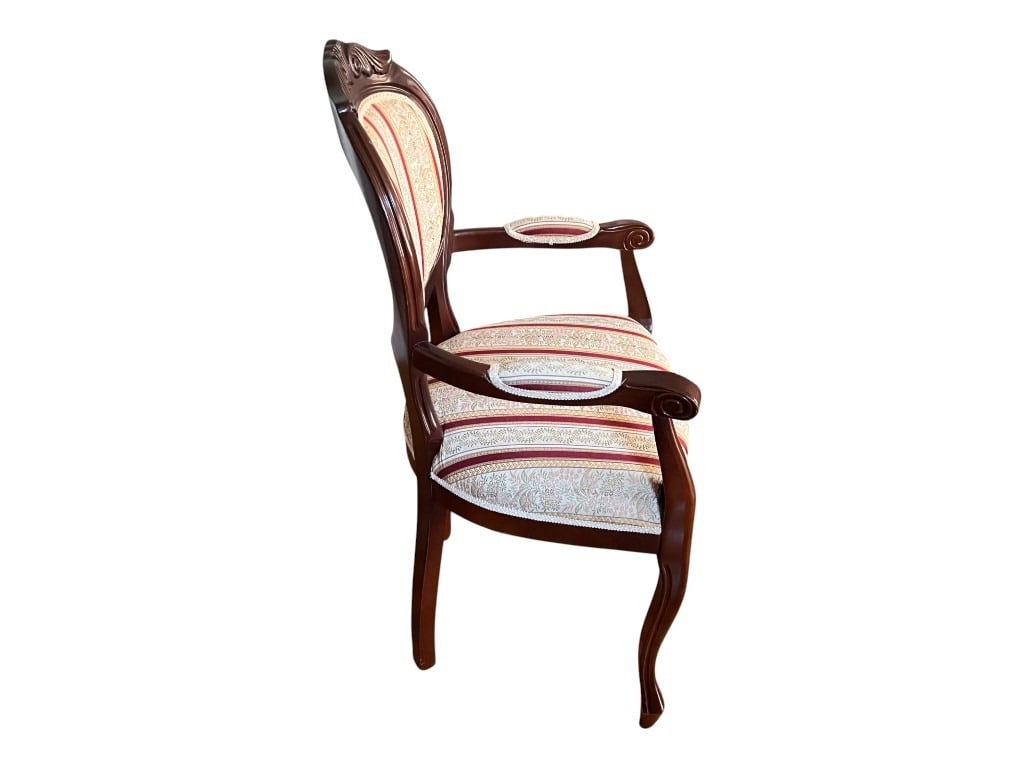 Italian Pair of Victorian-Style Mahogany Balloon-Back Open Armchairs with Upholstered Seats and B... - 6