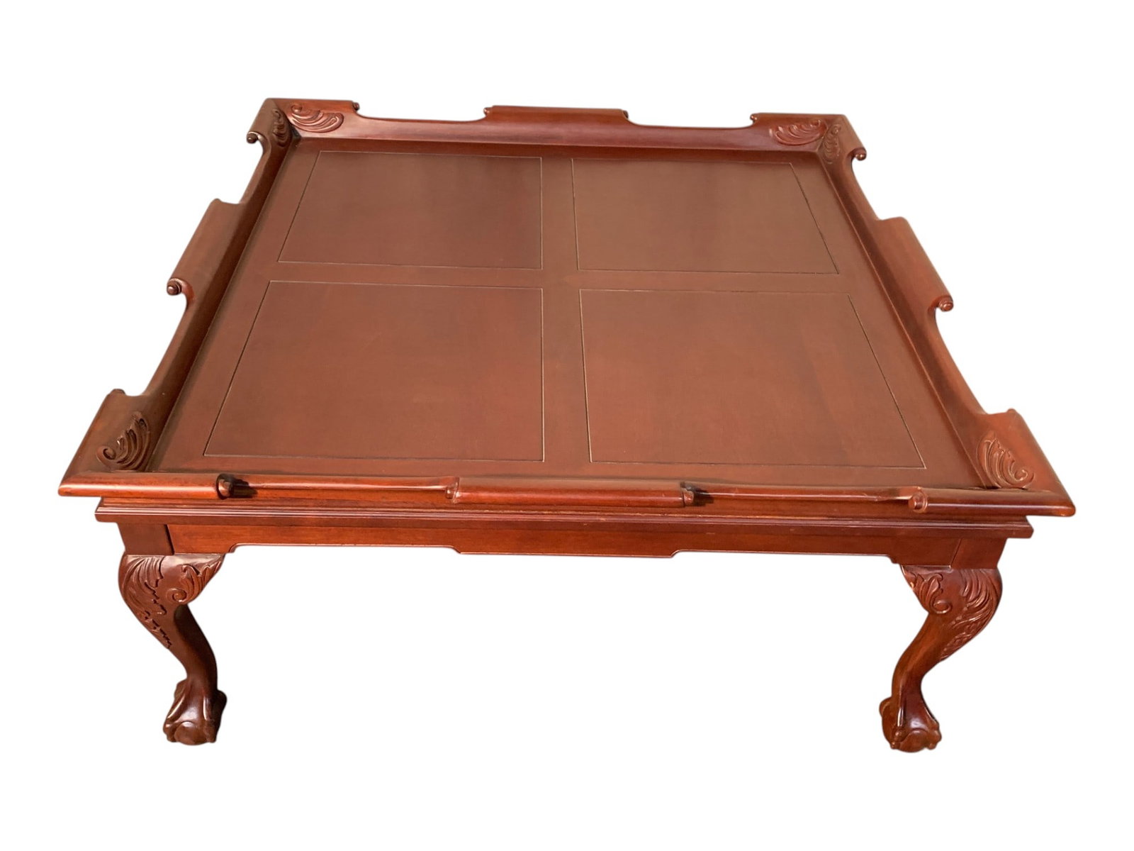 $3,200+ Solid Mahogany Butler's Tray Style Coffee Table with Carved Cabriole Legs and Ball and Claw  (1 of 5)