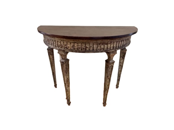 Demi Lune Distress Console Table with Fluted Details (1 of 6)