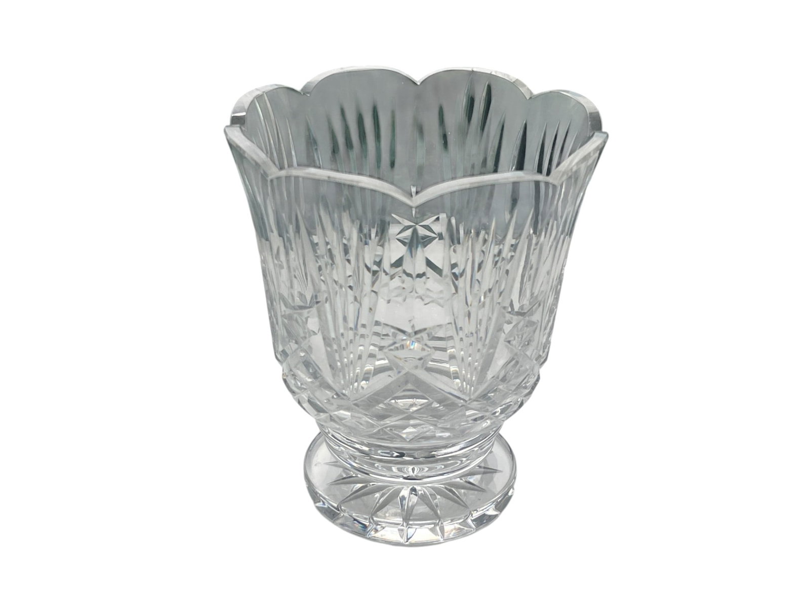 Footed Cut Crystal Tulip Vase, Irish/Waterford Style, 7″ H (1 of 4)