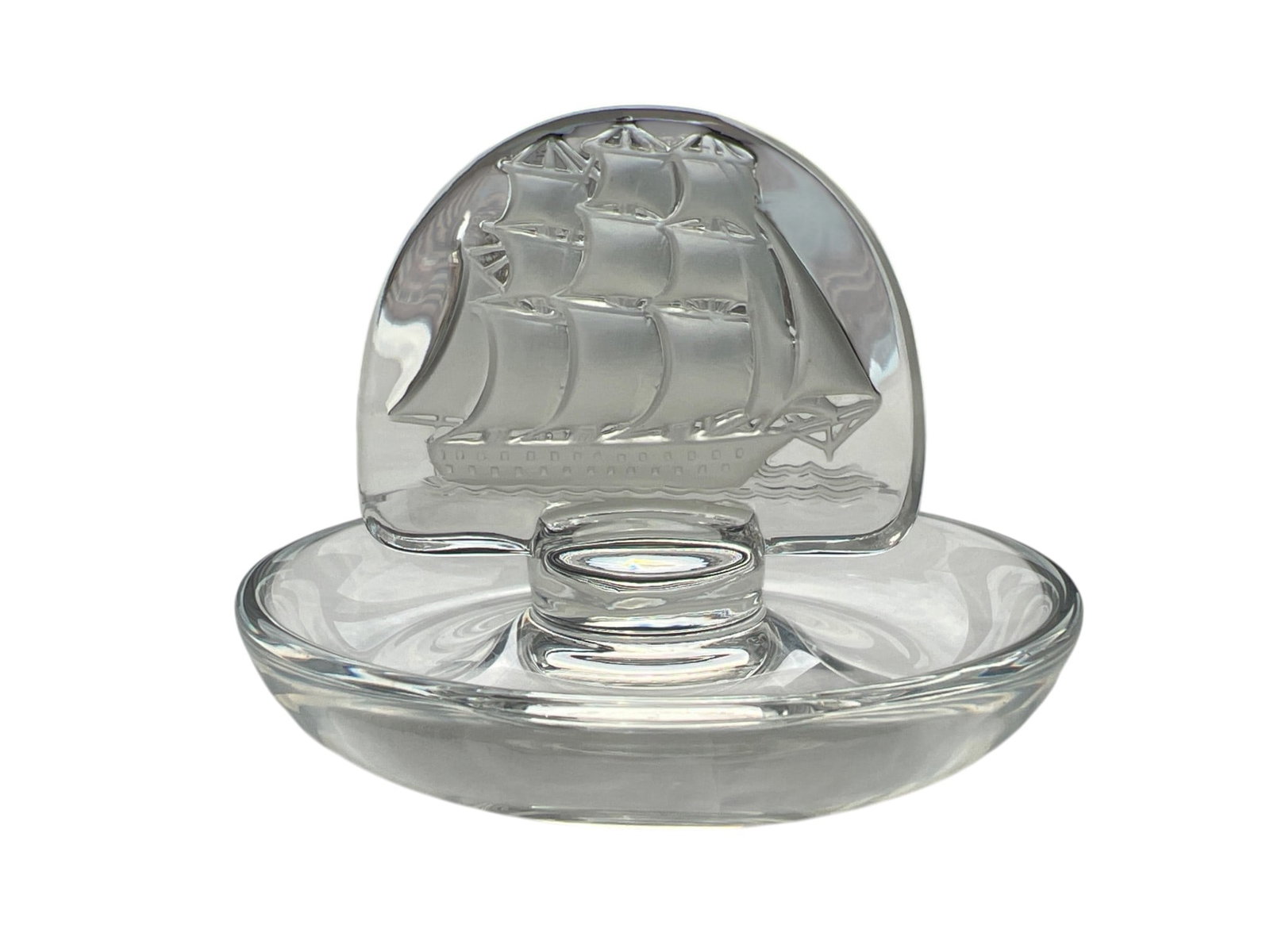 Caravelle Sailing Ship Ring / Card Holder by Lalique, 3″ H (1 of 4)