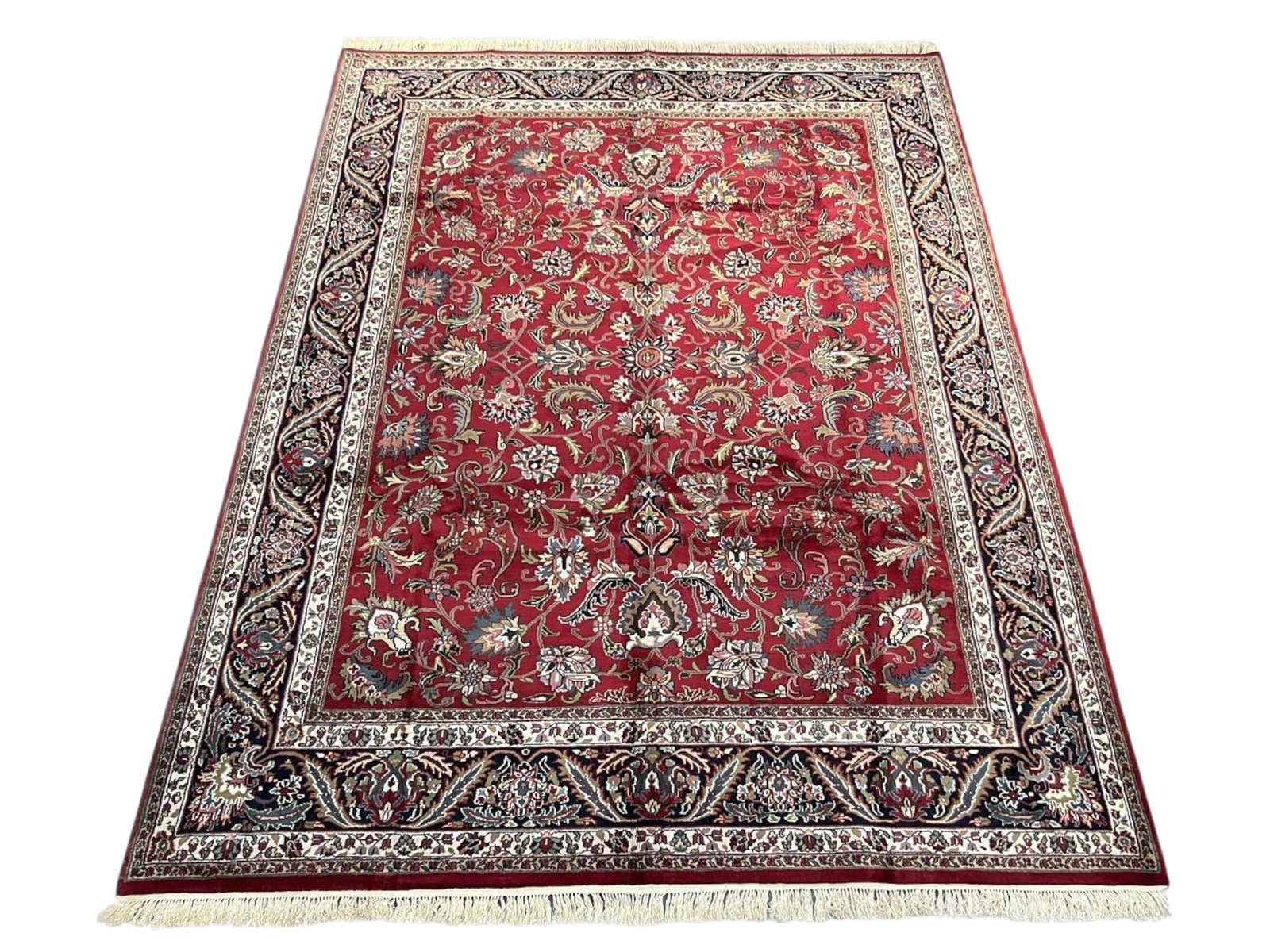 $9,190 - Crimson Field Sunburst Carpet, Kashan Design, Hand-Knotted Wool, 9'1" x 12'2" (1 of 5)