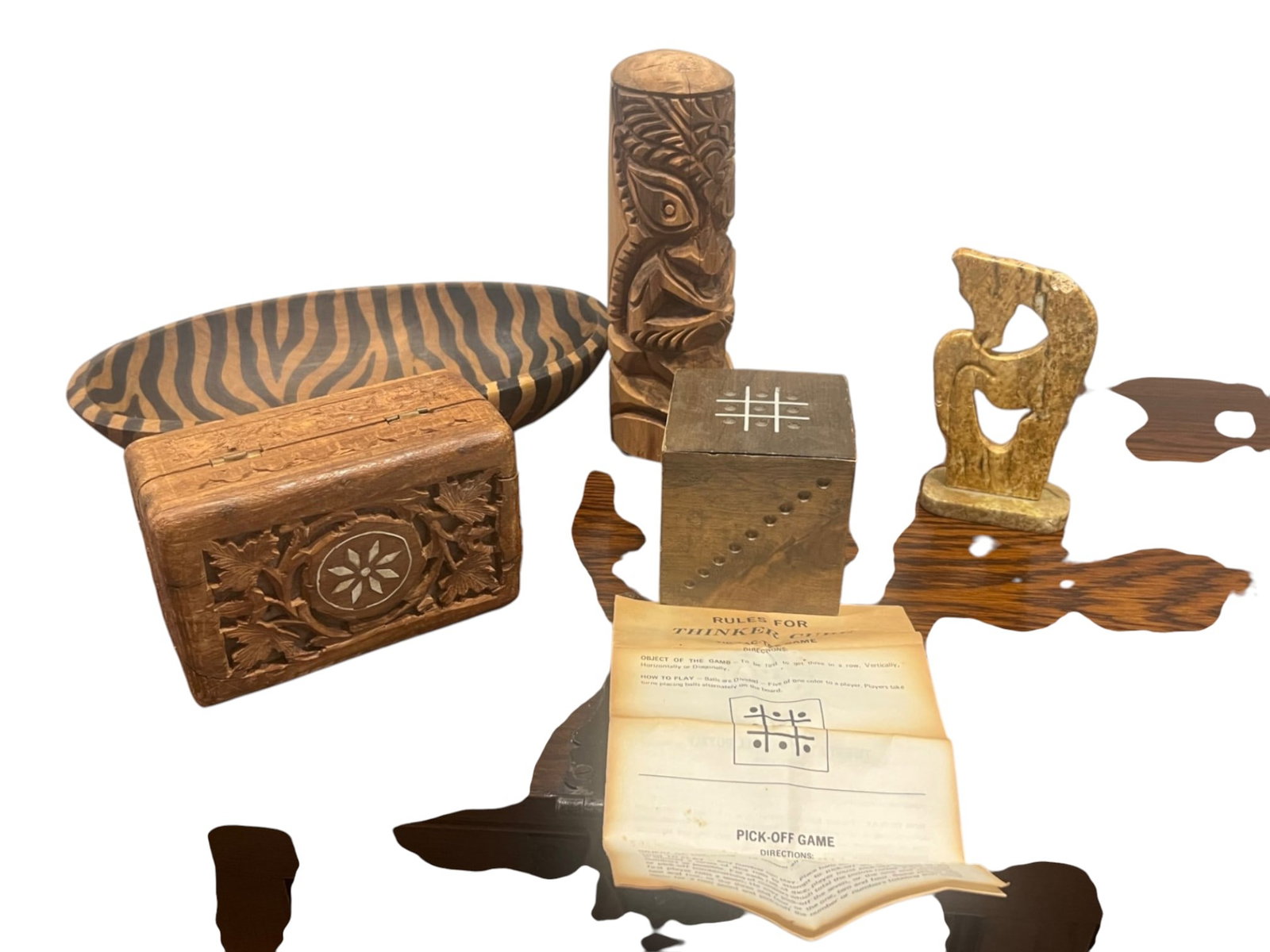 Decorative Assortment of Carved Wood and Stone Objects, 9" (1 of 12)