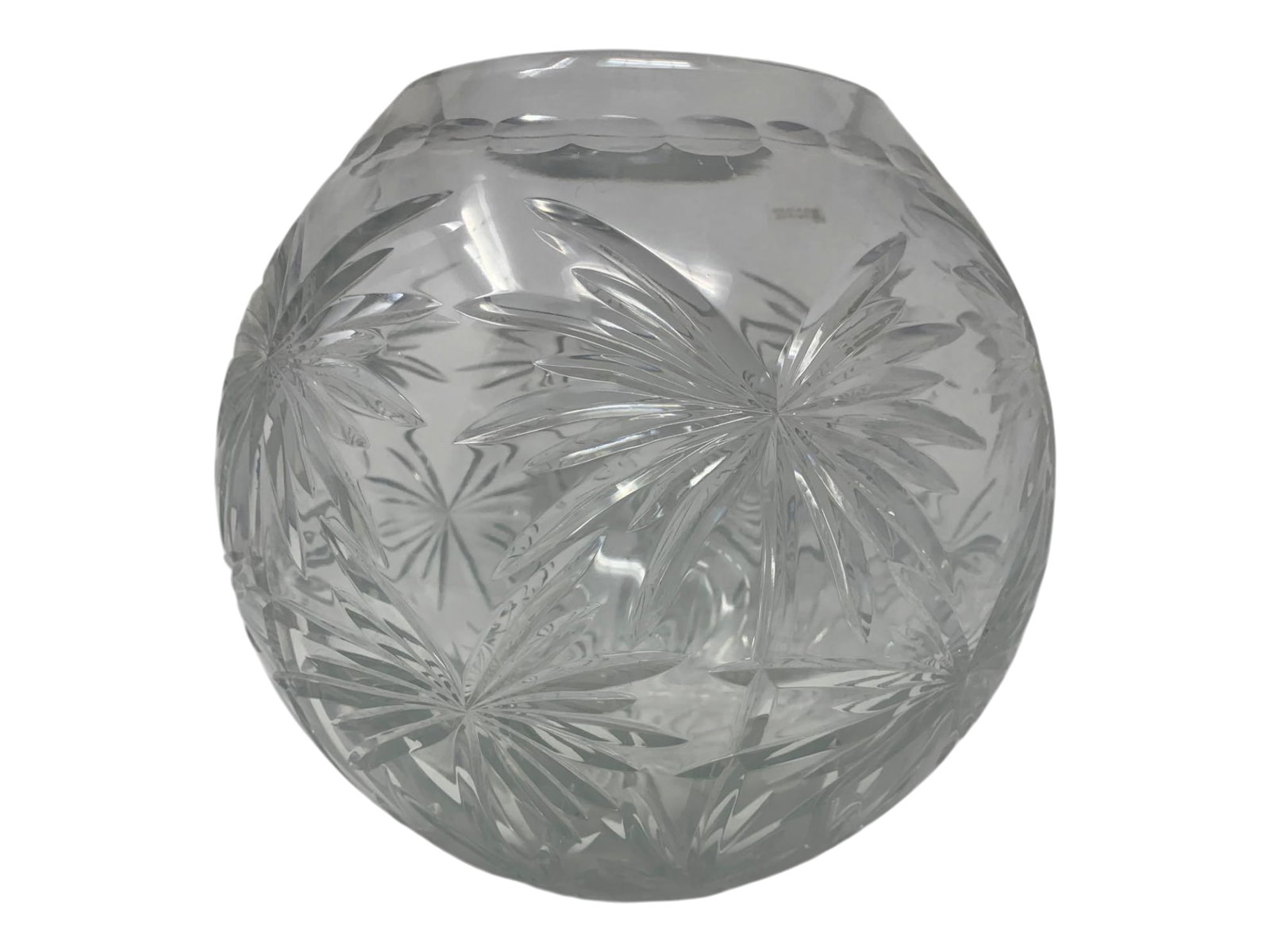 Gorgeous Crystal Rose Bowl: Gorgeous Crystal Rose Bowl. Mouth blown, hand cut 24% lead crystal. The bowl is covered in pinwheel cut designs and reminds one of fireworks! 10 x 10 x 10