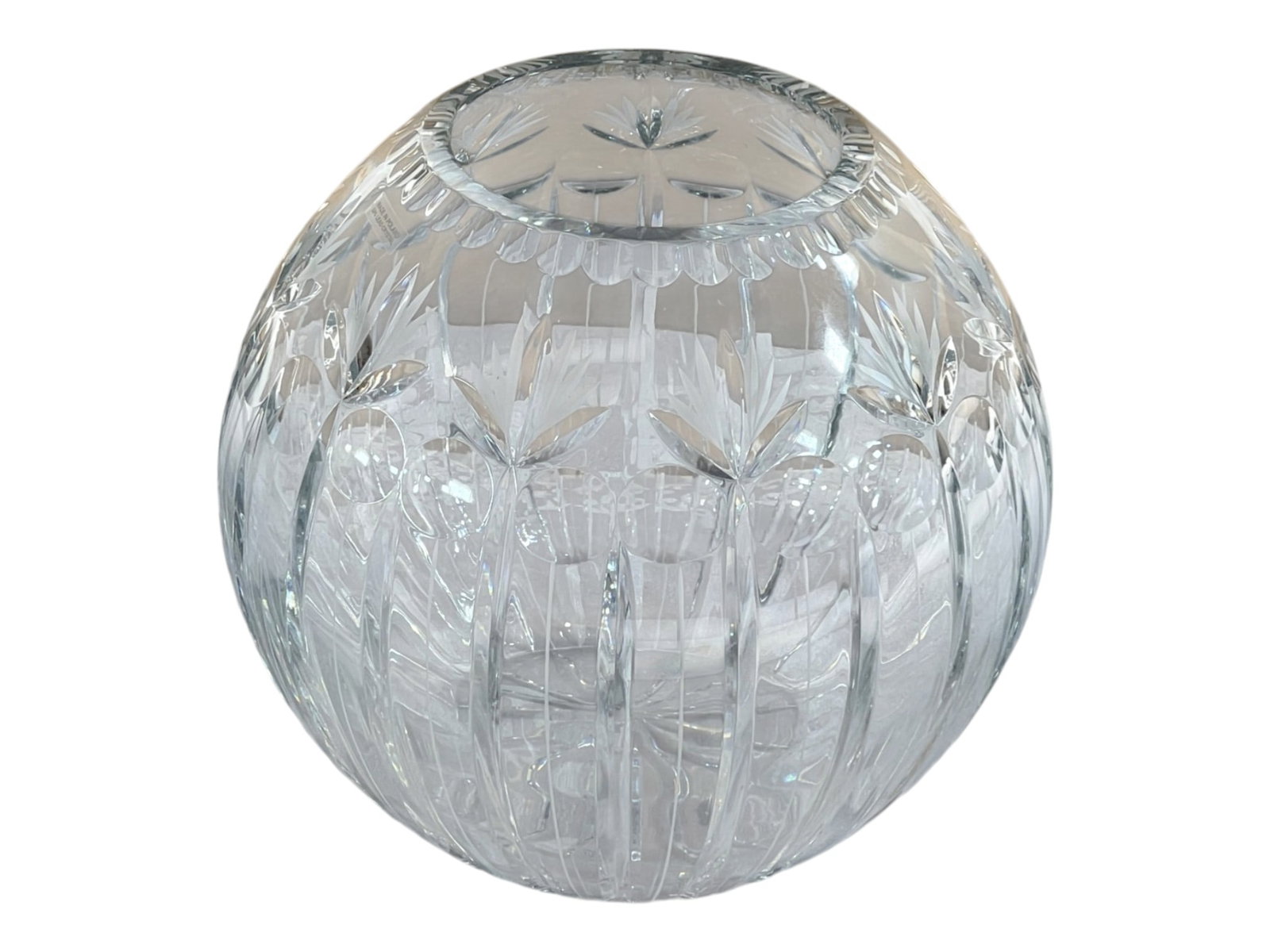 European Mouth Blown Crystal Rose Bowl with Fruit and Floral Motif (1 of 4)