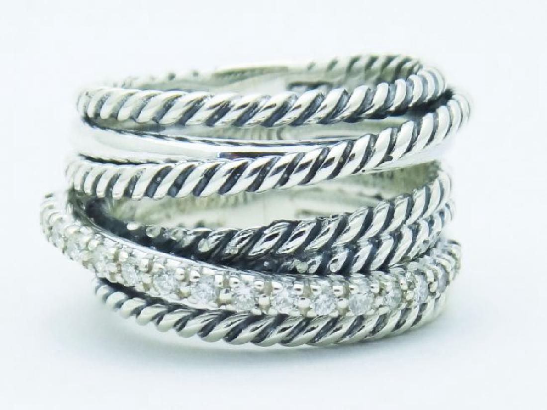 David Yurman 925 Sterling Wide Ring & Diamonds (1 of 3)