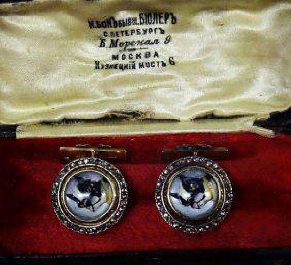 ANTIQUE RUSSIAN GOLD ENAMEL CUFFLINKS (1 of 6)