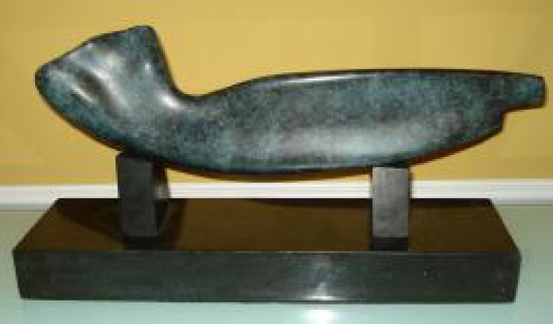 ALEXANDER ARCHIPENKO RUSSIAN-UKRAINIAN BRONZE SCULPTURE: ALEXANDER ARCHIPENKO RUSSIAN-UKRAINIAN BRONZE SCULPTURE::Alexander Archipenko (1887-1964) Bronze Abstract Sculpture Measures 19.5" L Marble Base 19" x 5" after Signed Archipenko and Dated 1935