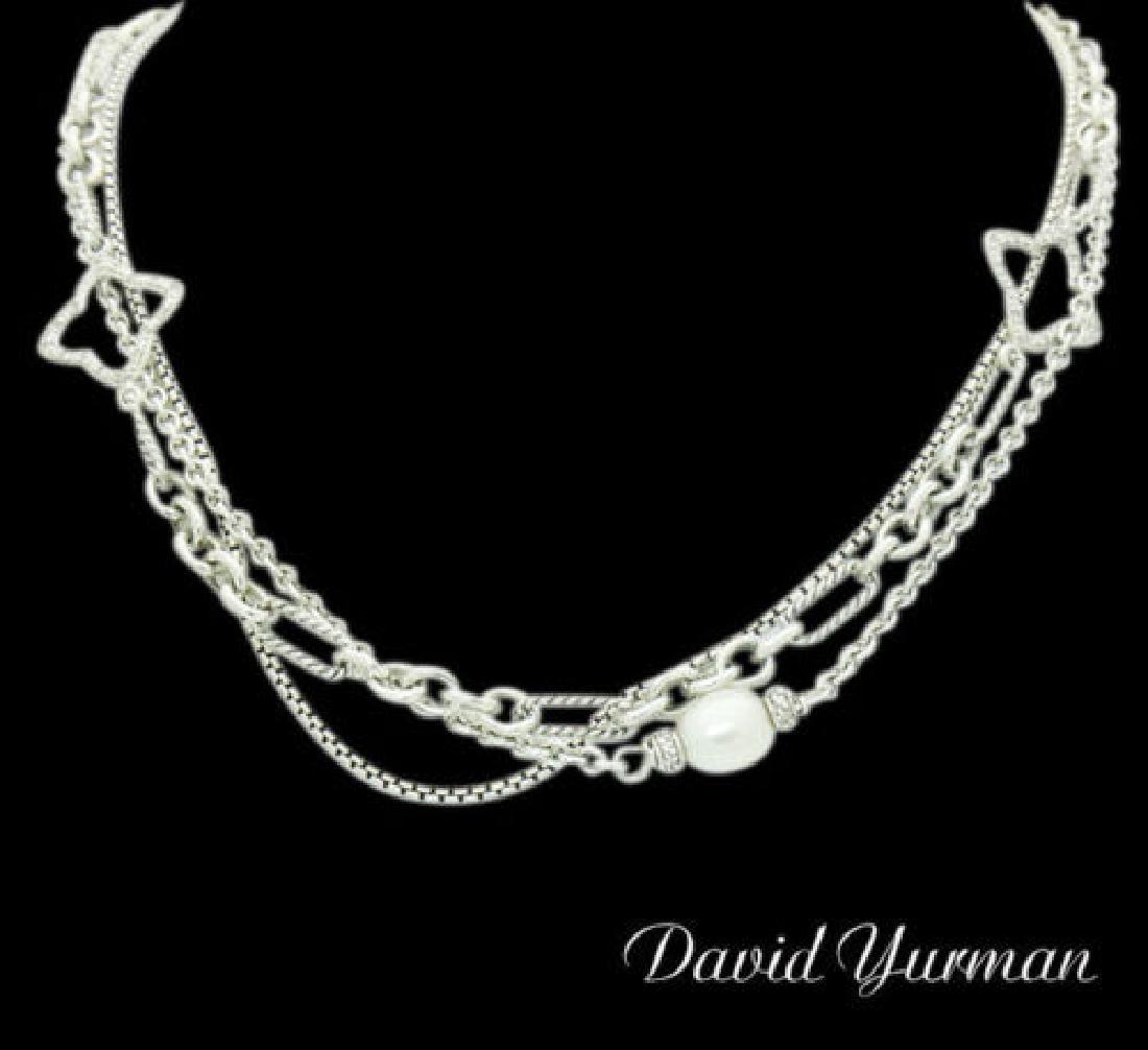 David Yurman 925 Silver Pearl & Diamond 32" Quatrefoil (1 of 6)