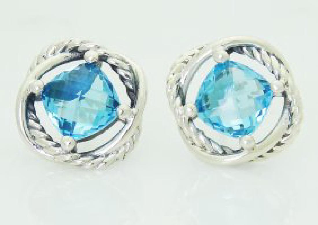 David Yurman 925  Silver Infinity Blue Topaz Earrings (1 of 4)