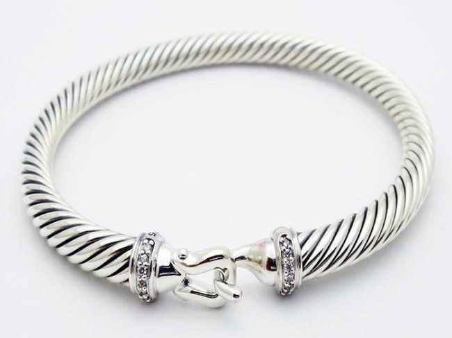 David Yurman 925 Silver Bracelet & Pave Diamonds (1 of 5)