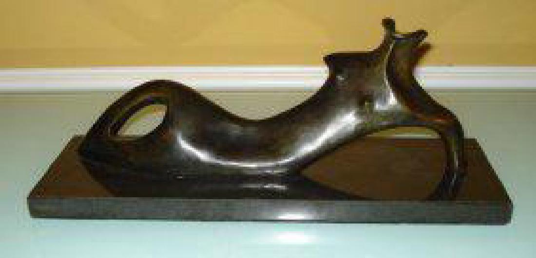 HENRY MOORE BRONZE ABSTRACT NUDE SCULPTURE: Henry Moore (ENGLISH, 1898 – 1986). Large bronze sculpture depicting an abstract nude. After Cast Signed Moore and numbered 6/9 Measures: Bronze: 17.5" L x 7 3/4"H x 9 3/4"W Base: 20"L x 10" W x 1 1