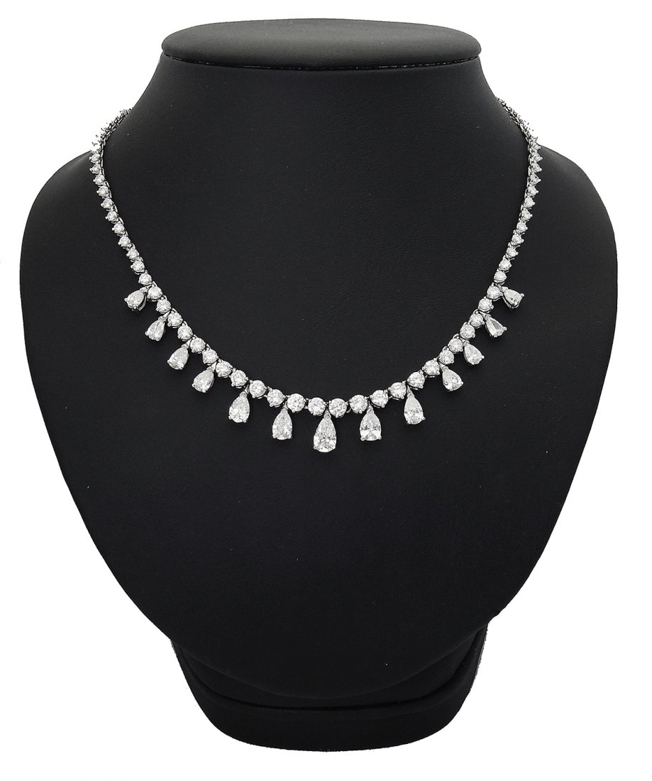 Graff Plat Brilliant Round & Pear Cut Diamond Necklace (1 of 4)