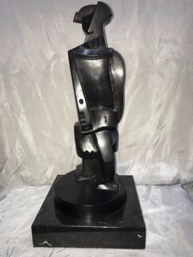 JACQUES LIPCHITZ RUSSIAN-LITHUANIAN LARGE ABSTRACT: Jacques Lipchitz (1891 - 1973) Large Abstract Bronze Sculpture Signed J. Lipchitz, dated 1914 After Cast Roman Bronze works mark Size: Bronze H 16 1/4" Base 2"