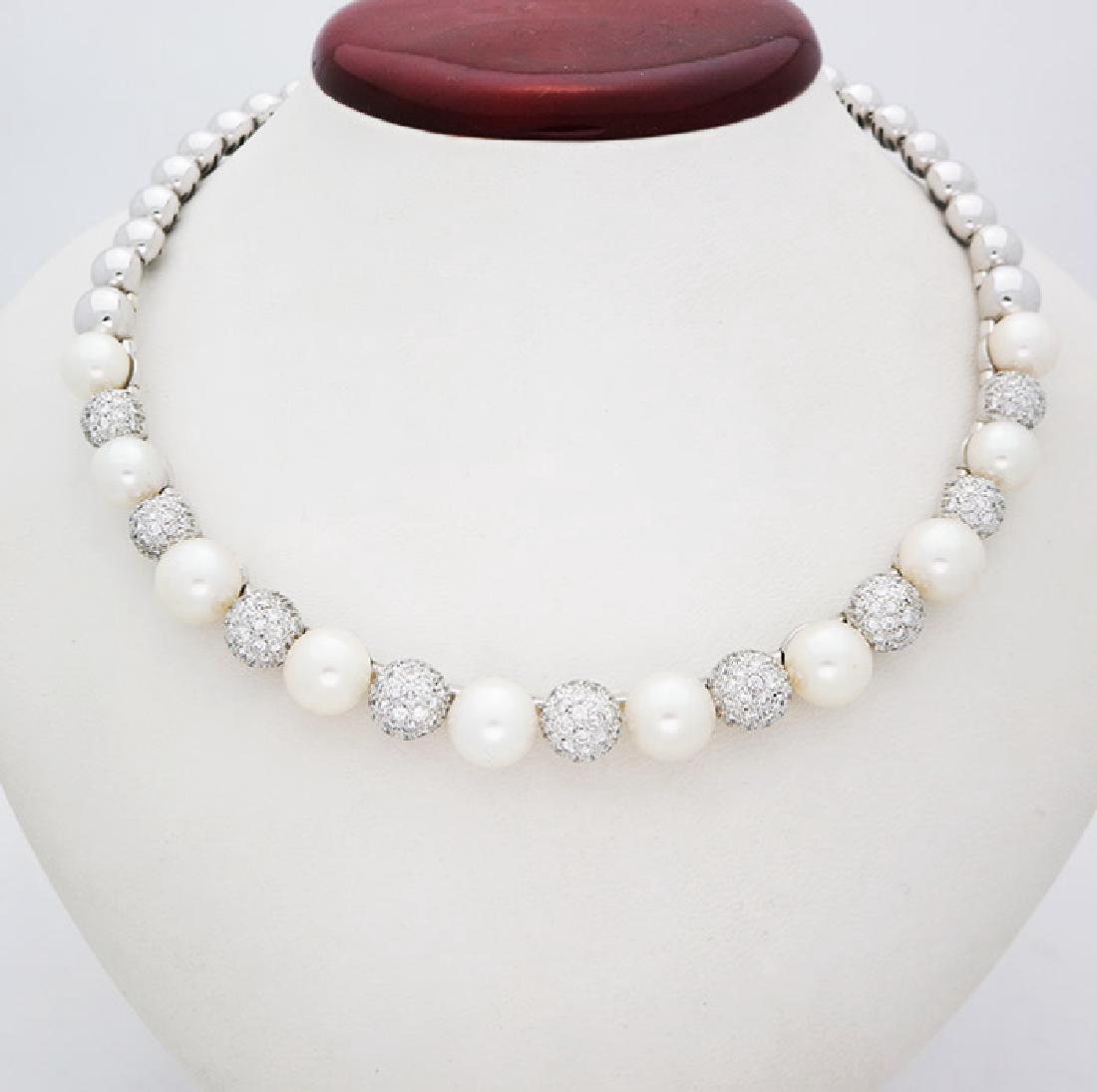 Stefan Hefner 18k Pearl 8TCW VVS-VS Diamond Necklace (1 of 3)