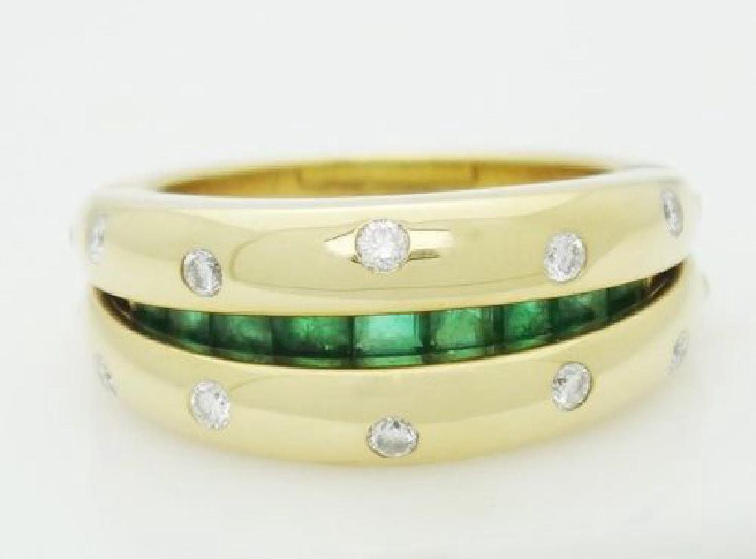 18k Yellow Gold 1.20ct Diamond & Emerald 2 in 1 Ring (1 of 12)