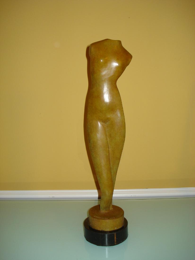 ALEXANDER ARCHIPENKO RUSSIAN-UKRAINIAN BRONZE SCULPTURE: Alexander Archipenko RUSSIAN-UKRAINIAN (1887-1964) Bronze Abstract Sculpture. Signed Archipenko and dated 1916 After Measures: Bronze Size: 17.5"H Base:4.5" x 1.5"