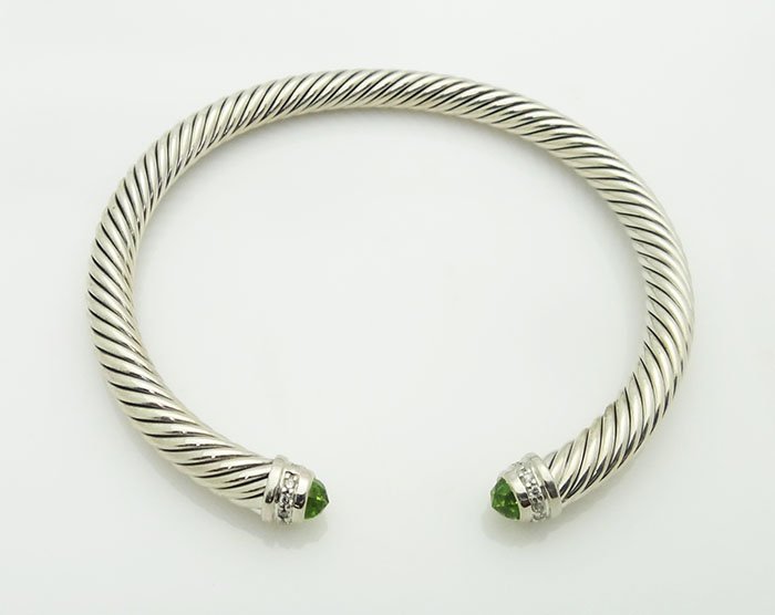 David Yurman Silver Diamond Cable Bracelet (1 of 4)