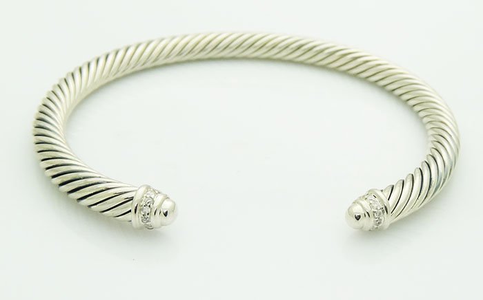 David Yurman Silver Classics Diamond Cable 5mm Bracelet (1 of 4)
