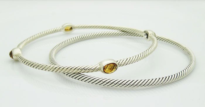 David Yurman Silver Cable Classic Citrine Bangle (1 of 3)