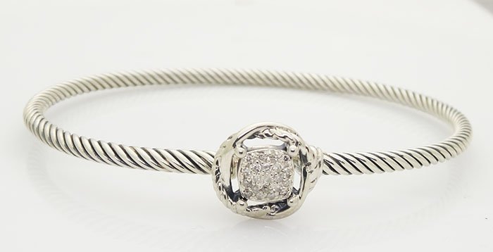 David Yurman Silver Cable Infinity 3mmDiamond Bracelet (1 of 4)