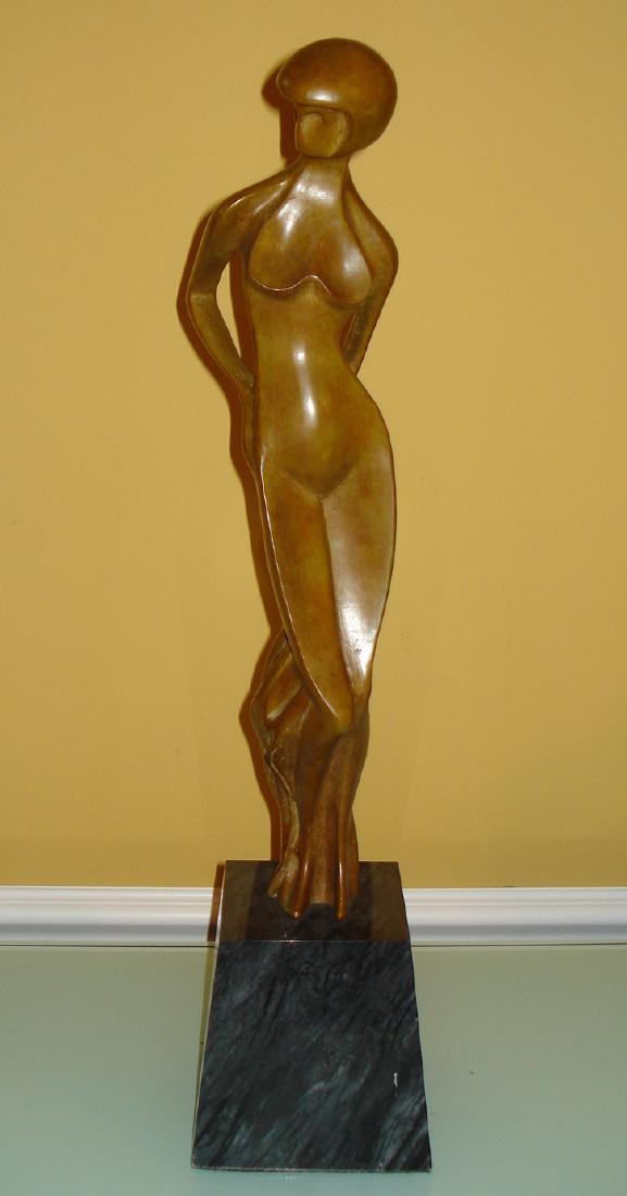 LARGE ALEXANDER ARCHIPENKO RUSSIAN-UKRAINIAN BRONZE: LARGE ALEXANDER ARCHIPENKO RUSSIAN-UKRAINIAN BRONZE::Alexander Archipenko (1887-1964) Large Bronze Sculpture of Nude Woman Measures 17.5" Tall Marble Base 5 1/2" x 5 1/2" x 2.3" Signed after Archipenk