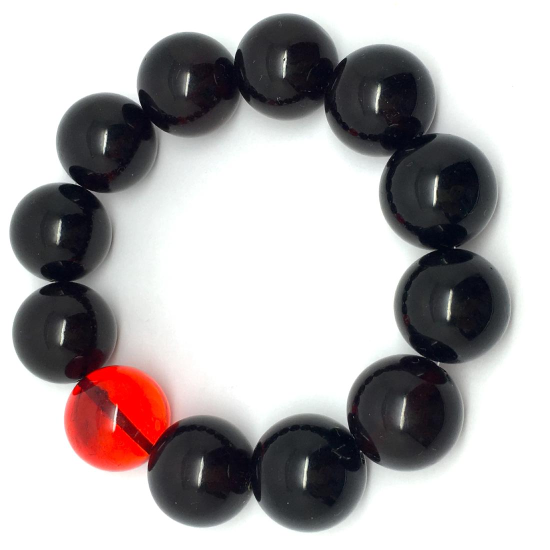 Baltic Amber Bracelet Cherry&Red Colour Round Beads (1 of 10)