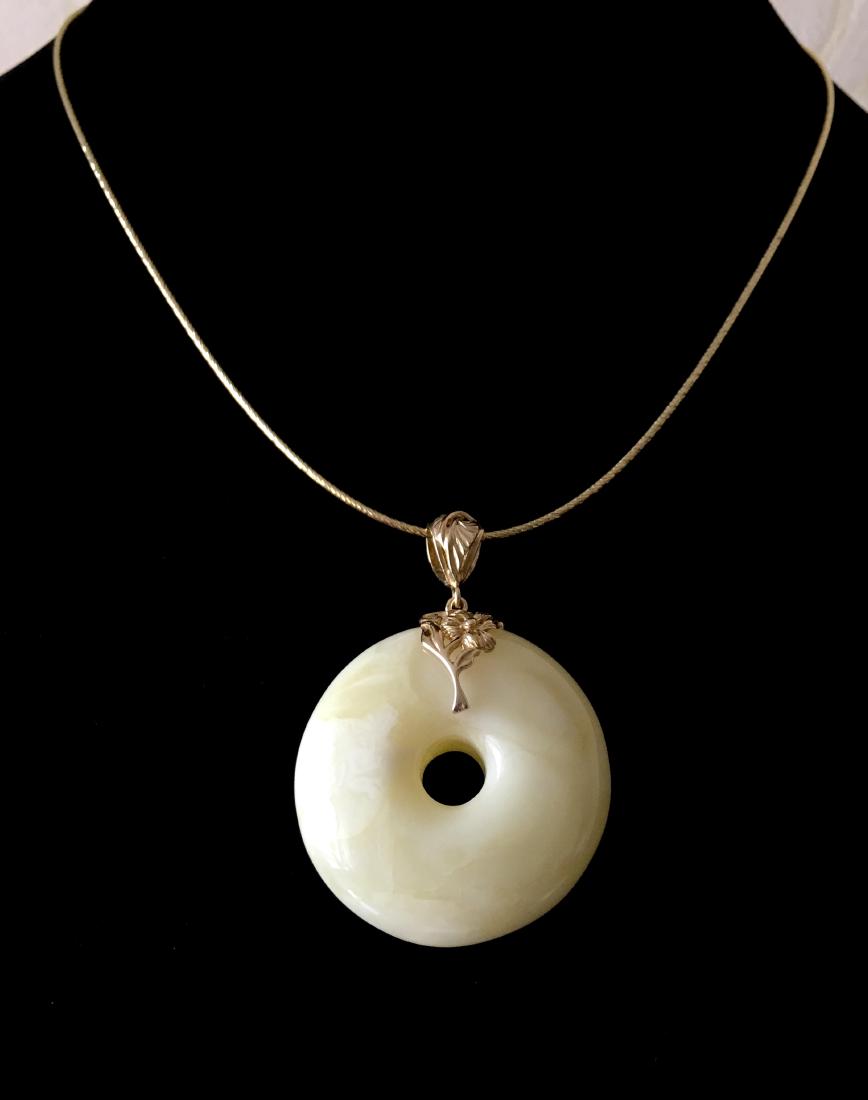 Baltic Amber Donut Silver Pendant Necklace  Milky White (1 of 10)