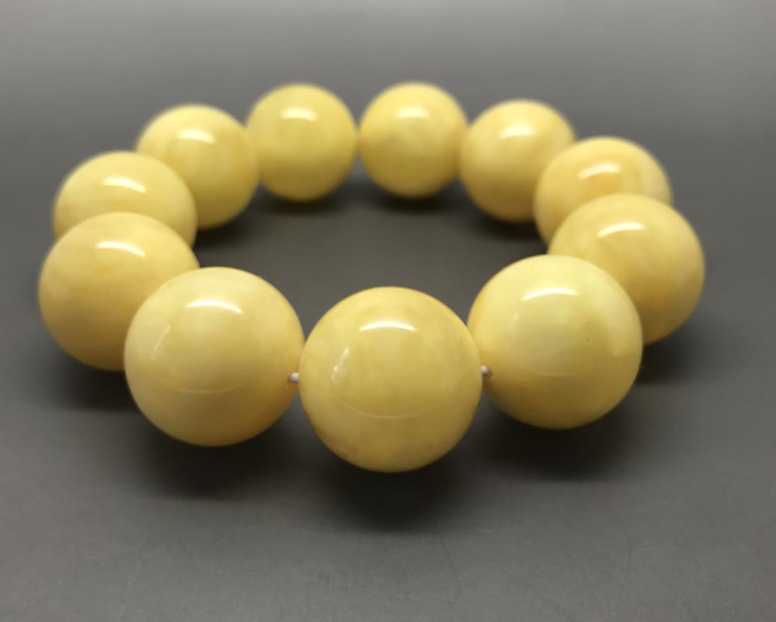 Baltic Amber Bracelet Big Beads Milky White-Yellow (1 of 9)