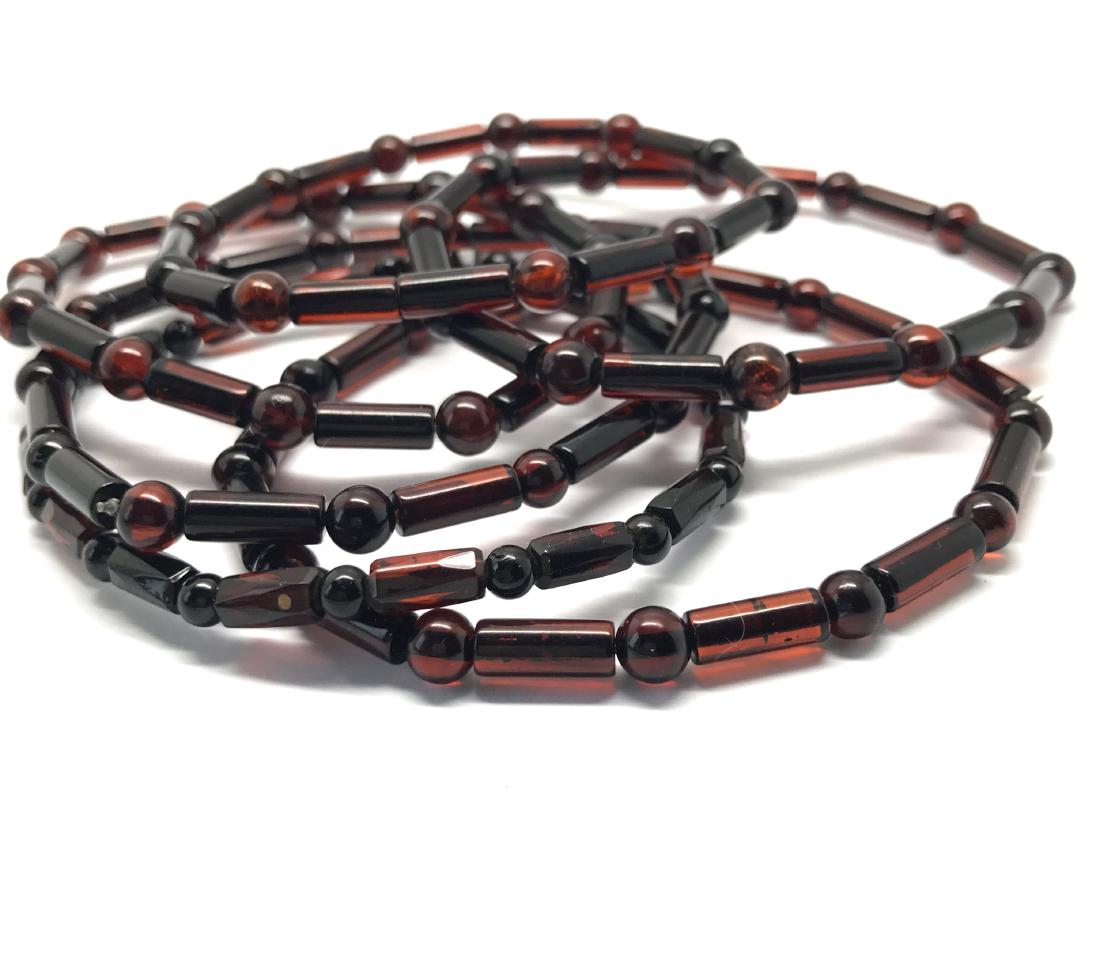 Baltic Amber Hand Carved Bracelets x6 Cherry Colour (1 of 7)