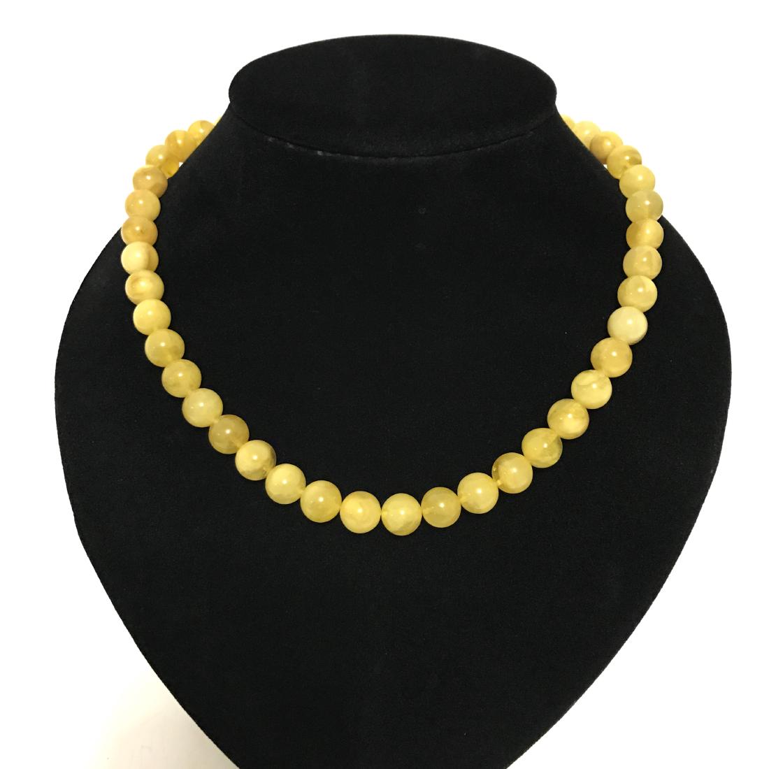 Baltic Amber Necklace Yellow Beeswax Colour With Silver (1 of 10)