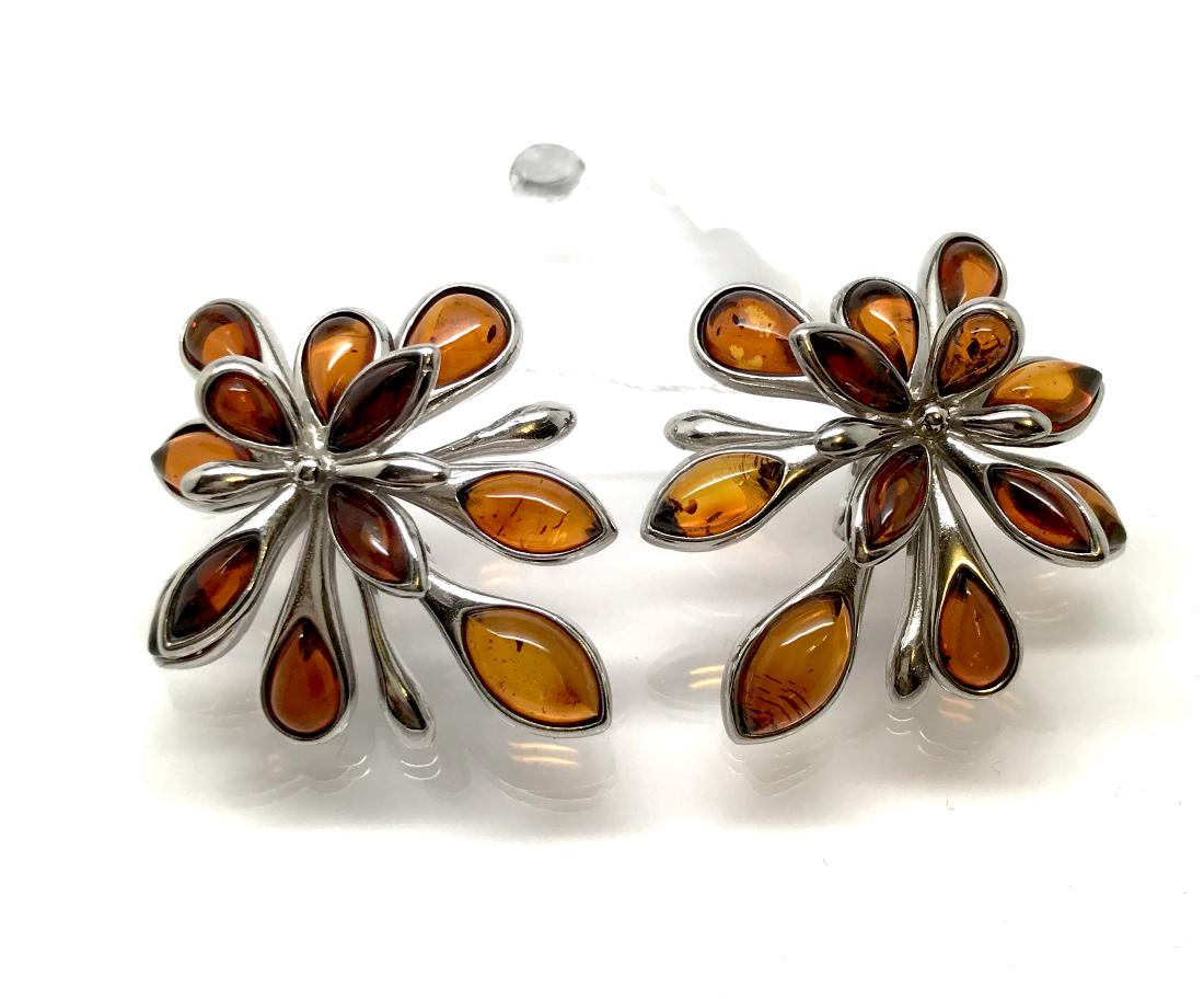 Baltic Amber Silver Earrings Cognac Colour (1 of 10)