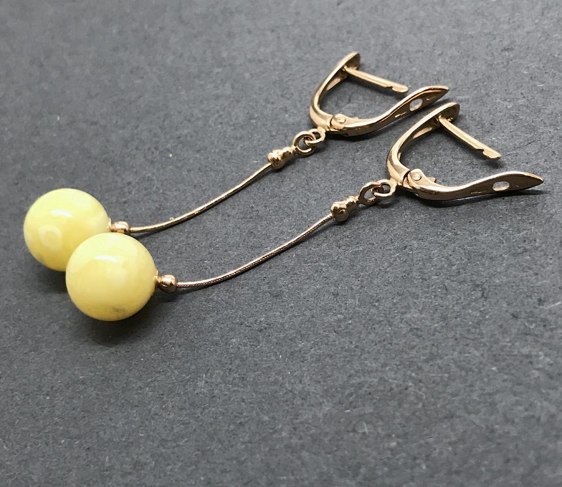 14K Gold & Baltic Amber Dangle Earrings With (1 of 8)