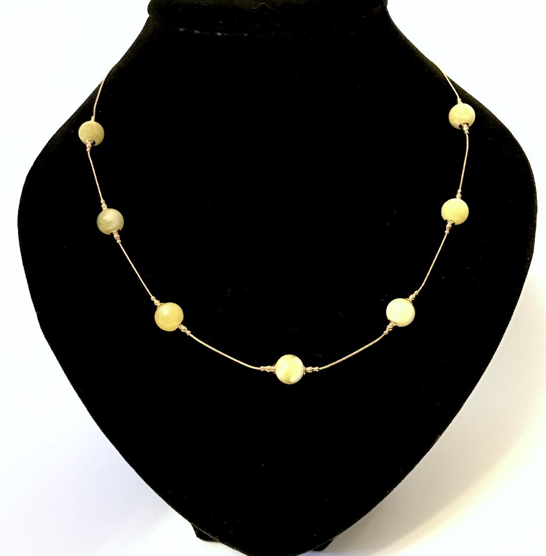 14K Gold & Baltic Amber Necklace With White-Yellow (1 of 6)