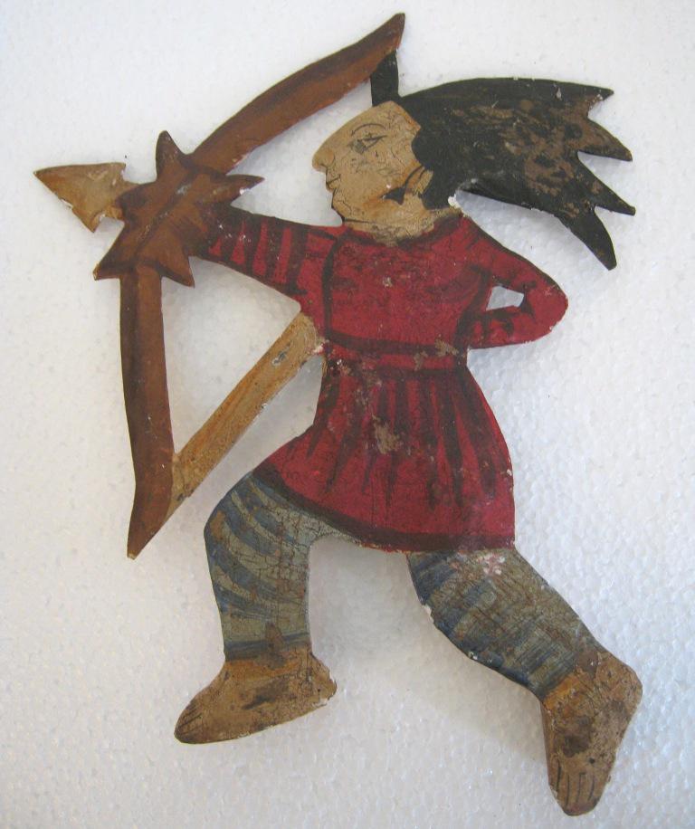 Iron Indian chief weather vane with bow and arrow: Iron Indian chief weather vane with bow and arrow . Size : 8.50 x 7.00 x 0.60 inch .