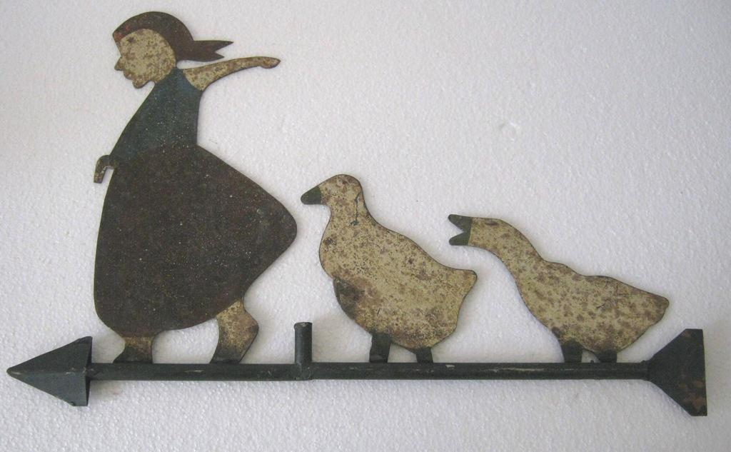 Iron Girl With Ducks Weather Vane Cutout (1 of 4)