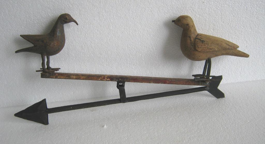 Dove birds on see saw weather vane iron , wood (1 of 6)