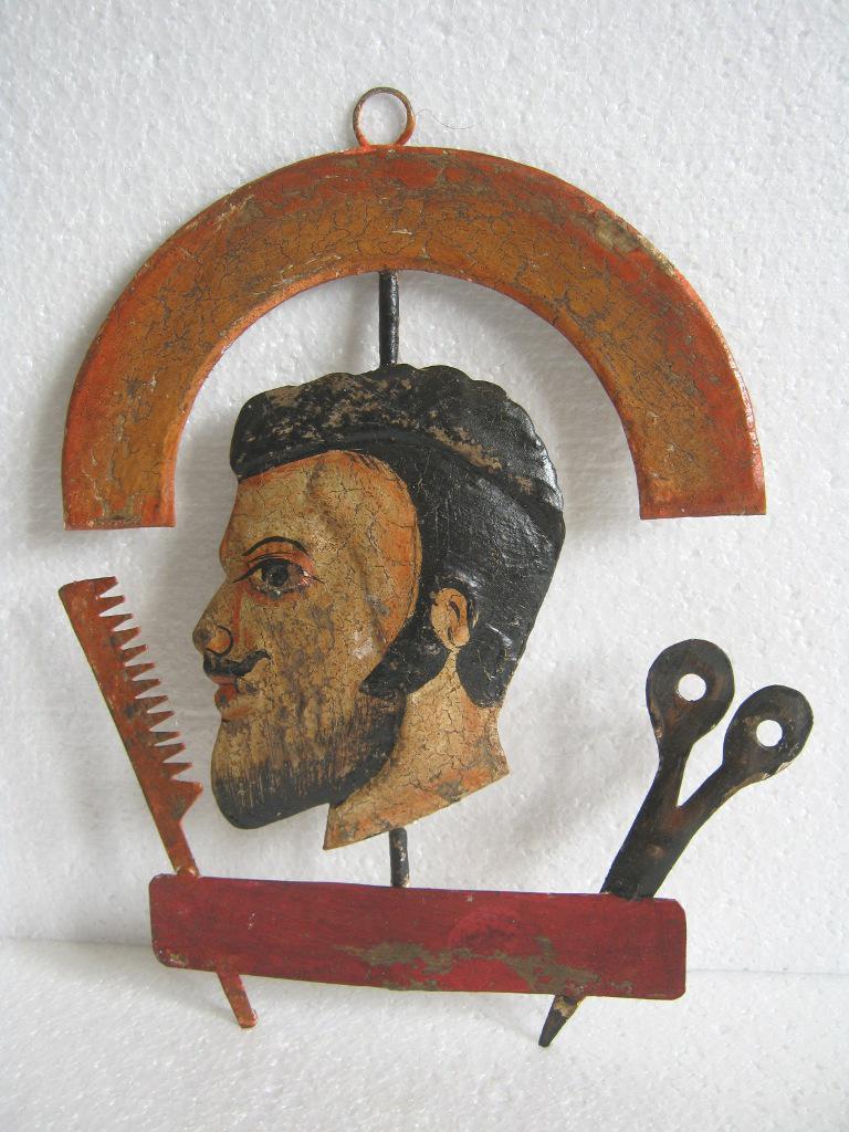 Barber's trade store display sign embossed (1 of 4)