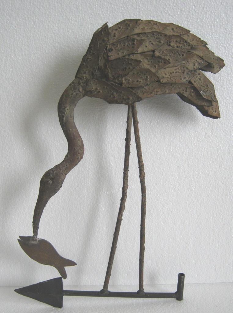 Iron Pelican hunting fish weather vane (1 of 5)