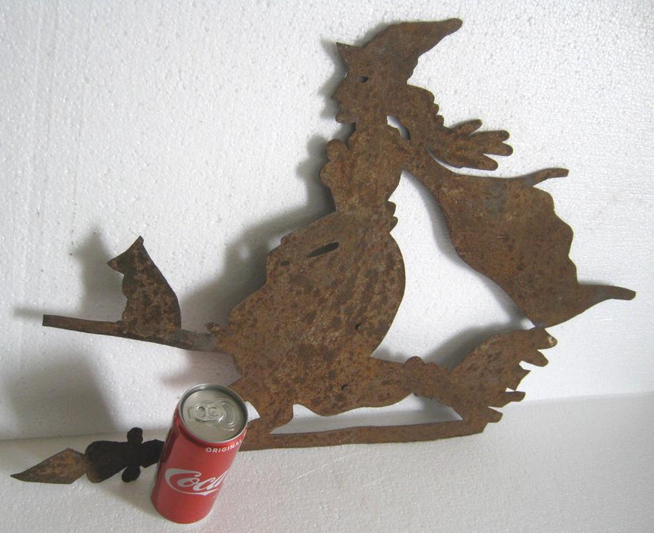 Halloween witch weather vane , iron . (1 of 9)