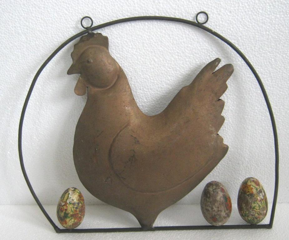 Iron hen / wooden eggs trade sign / store display sign (1 of 6)