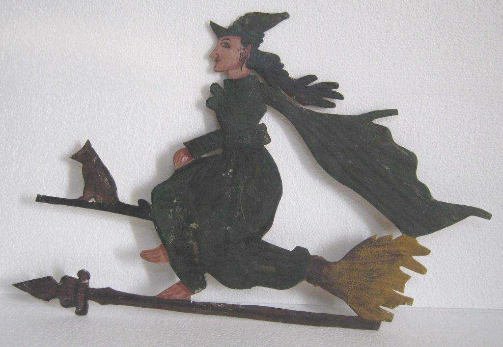 Witch on broom weather vane , iron (1 of 8)