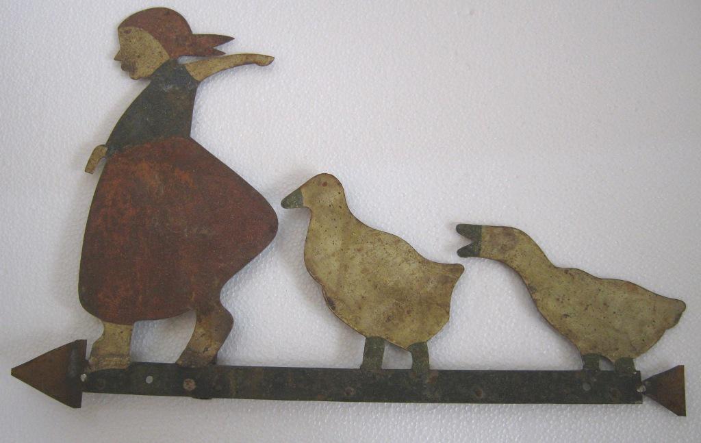 Iron girl with ducks weather vane cutout (1 of 6)